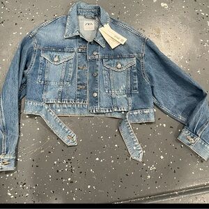 Zara bloggers favorite Light Blue Denim Cropped Jacket